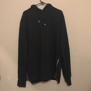 H&M XL Tall Black Side Zipper Hoodie